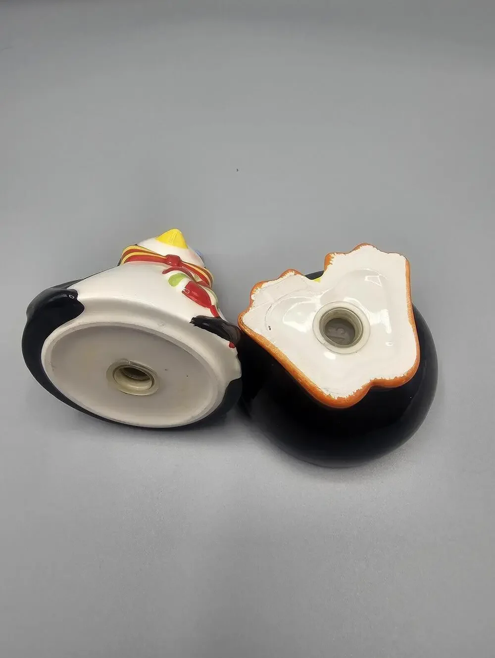 Ceramic Penguin Salt and Pepper Shakers with Holiday Design